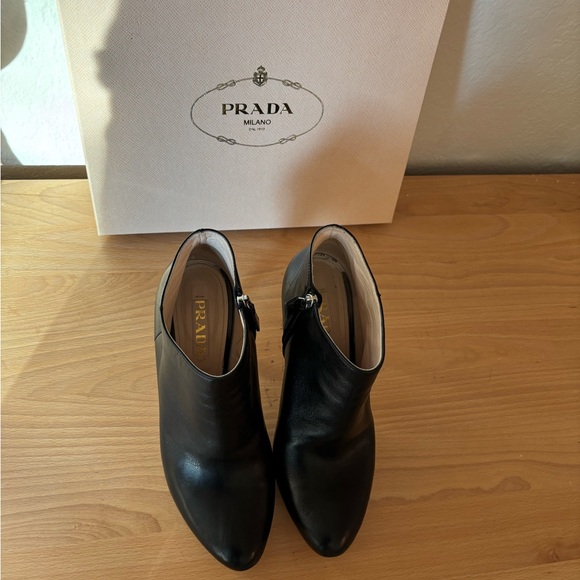 Prada Black Ankle Boots Sleek and Sexy Leather Design - Picture 1 of 5